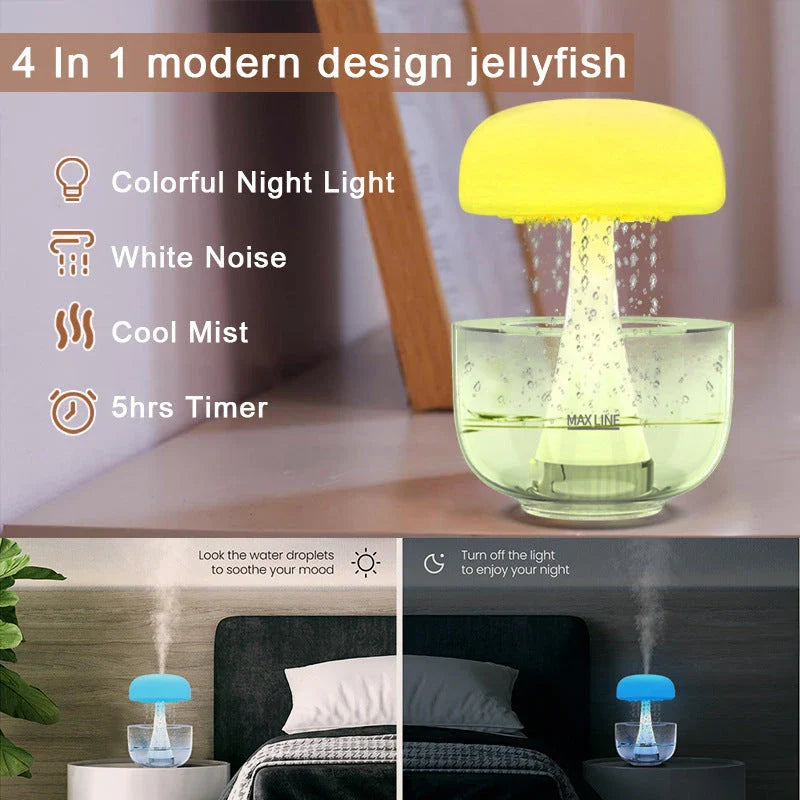 Humidifier with cloud-like mist, ambient lighting, and essential oil aroma for home decor