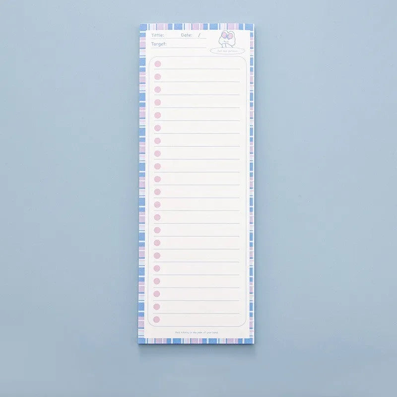 Cartoon notepad with plastic box and colourful striped or bear bunny designs