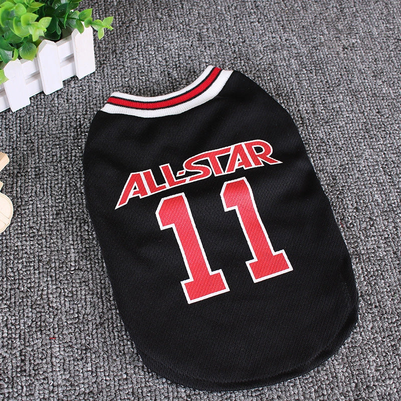 Stylish cotton dog vest for spring and summer in black and red colors