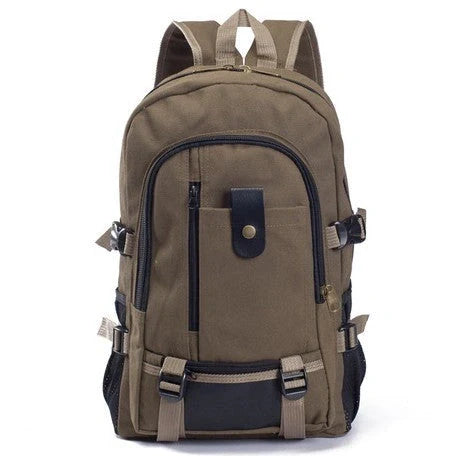 Stylish and durable canvas backpack for men and students, perfect for school, work, or travel.