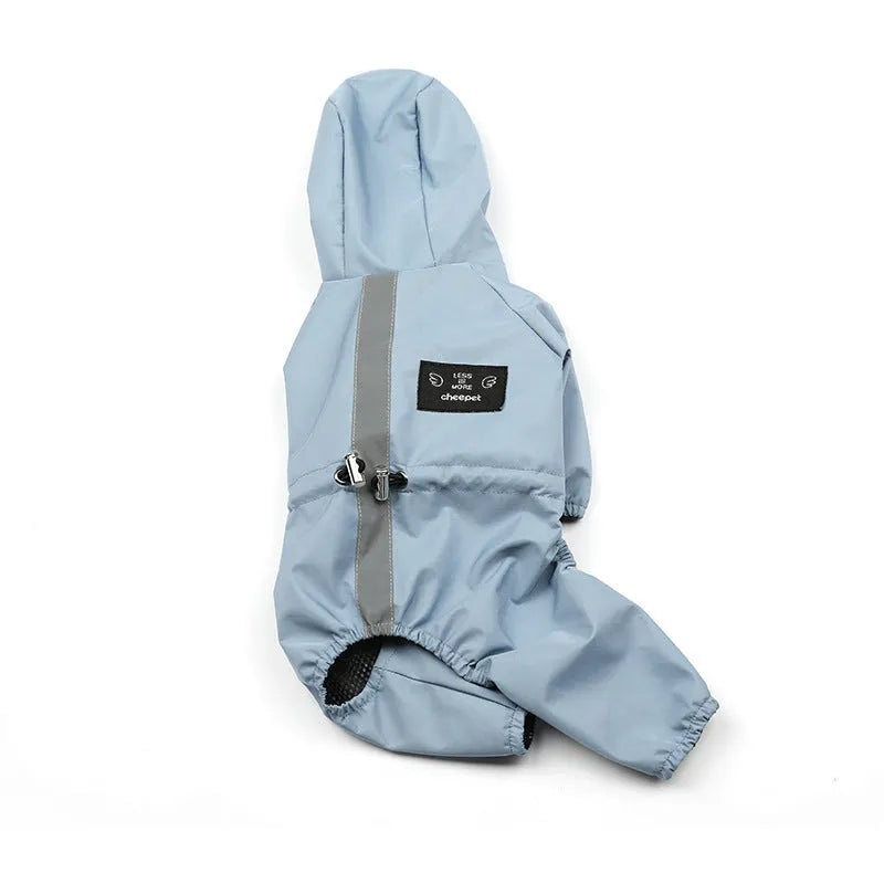 Italian PSM all-inclusive waterproof hooded pet raincoat in blue or pink, sizes S-XXL