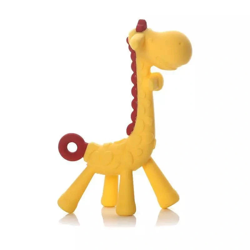 Premium silicone giraffe-shaped teething toy with multiple chewable parts to soothe sore gums