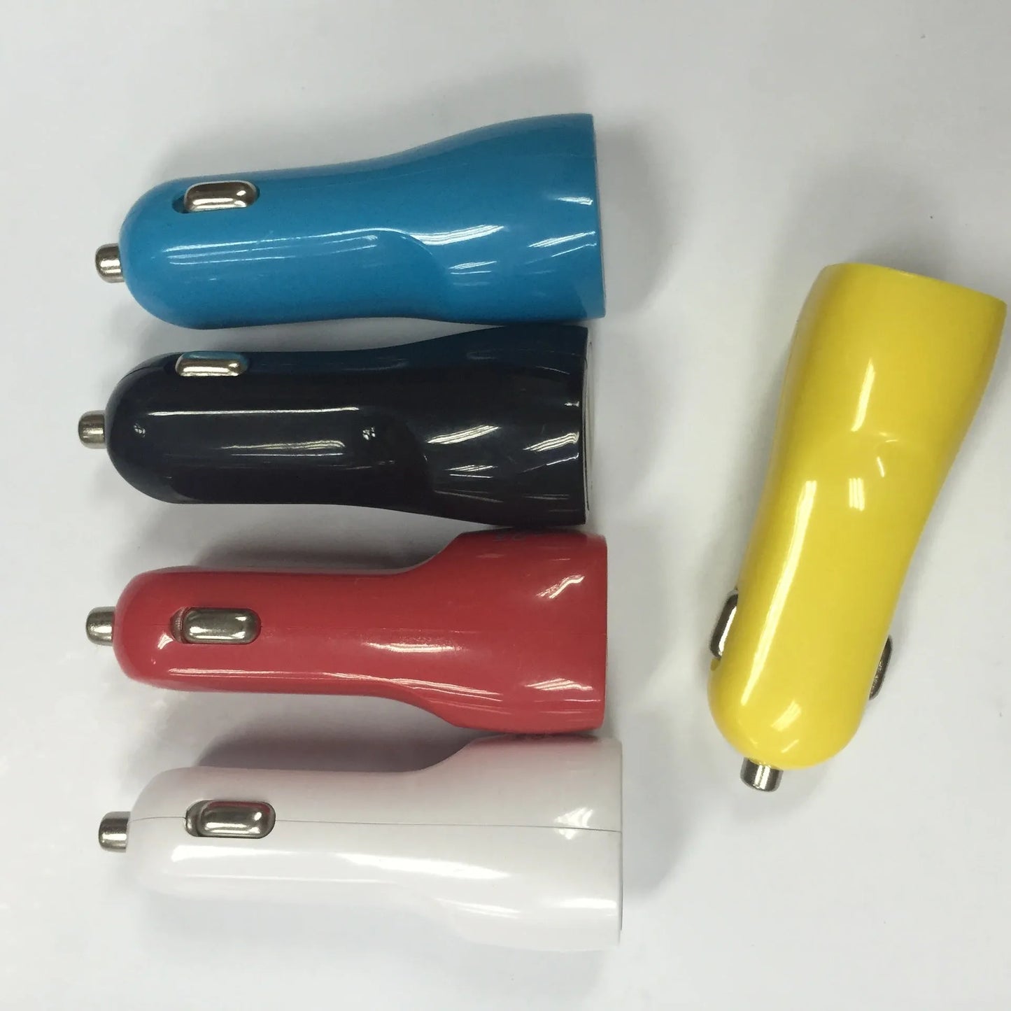 Duckbill dual USB car charger with blue LED indicator light