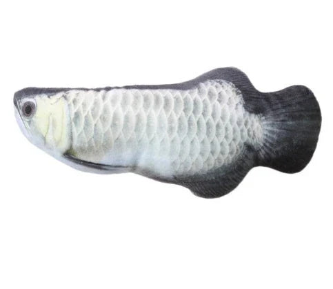 Soft, plush fish-shaped cat toy in vibrant colors with realistic design and construction