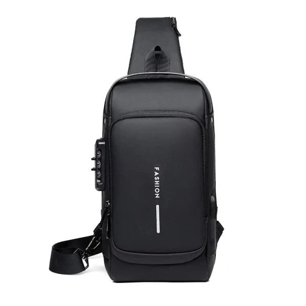 Anti-Theft Password Protected Crossbody Bag with USB Charging Port and Multiple Pockets for Secure Storage