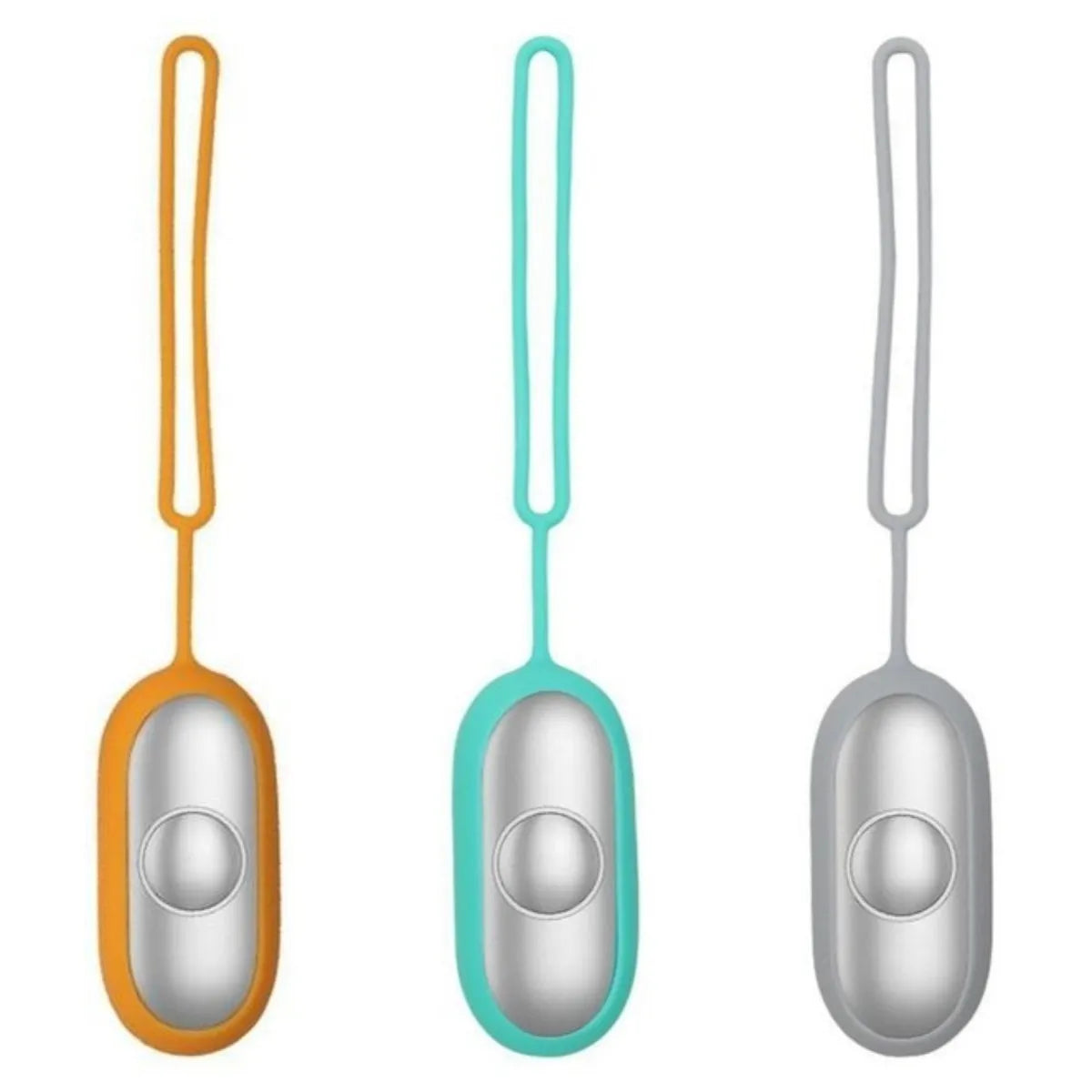 Hand-held micro-current sleep aid device in grey, green, and orange colour options