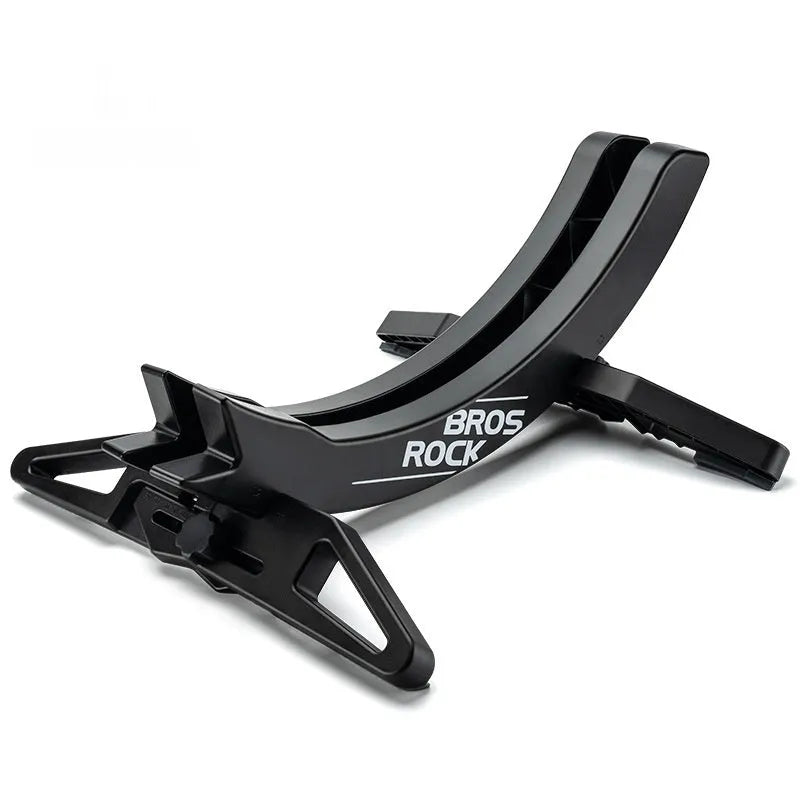 Black ABS plastic wall-mounted bicycle parking rack holder for road and mountain bikes.