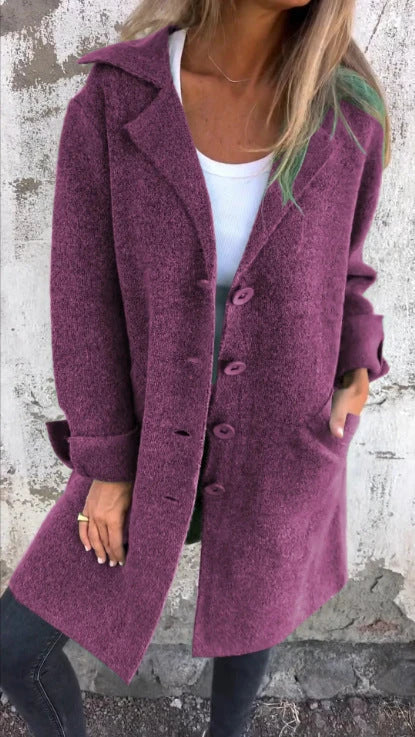Stylish lapel cardigan with pockets in various colors, showcasing its modern design and premium materials