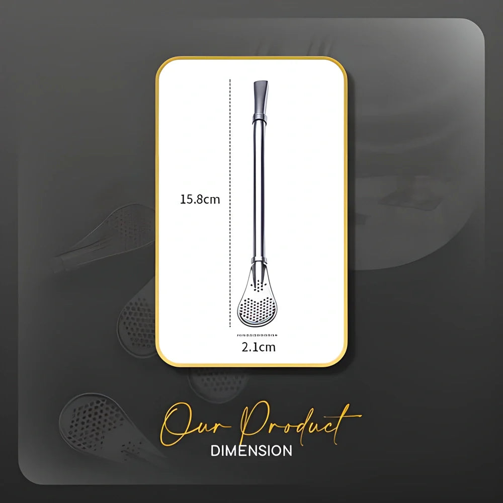 Premium Stainless Steel 2-in-1 Spoon Straw - Reusable, Eco-Friendly Beverage Accessory