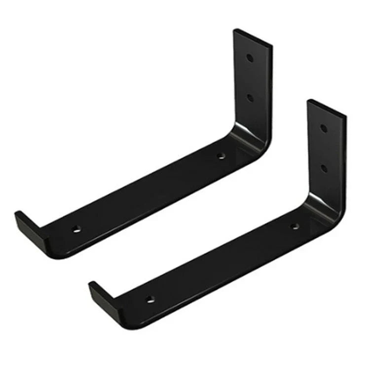 Sturdy black iron wall shelves with a rustic, industrial-chic design for organizing and displaying items in your home or office