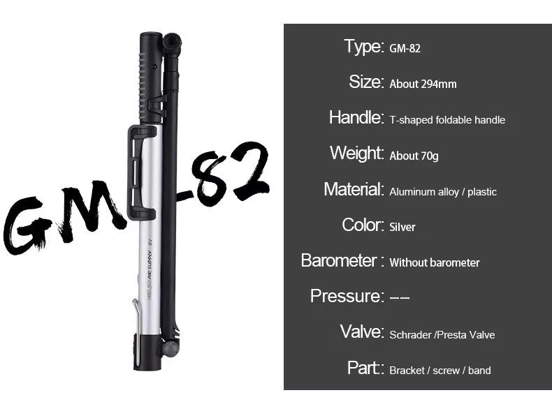 High-pressure bicycle pump with ergonomic handle and anti-skid base for stable, efficient tire inflation