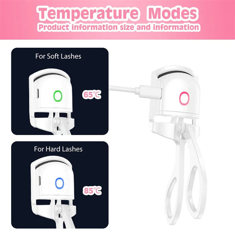 Rechargeable Electric Eyelash Curler with Temperature Control for Effortless Lash Curling