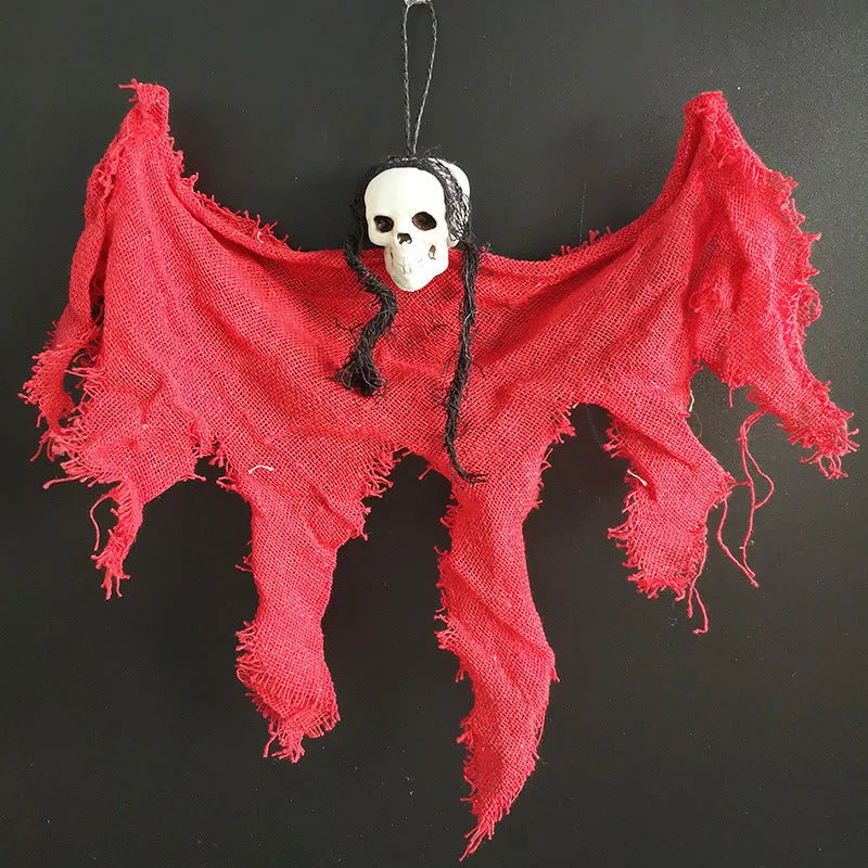Halloween skull decoration with bleeding effect and corpse cloth pattern