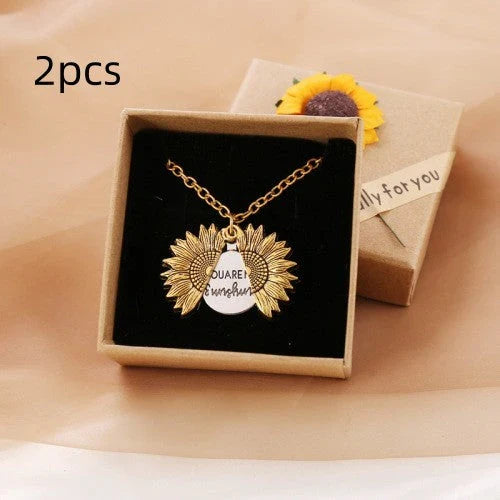 Radiant sunflower charm necklace with adjustable chain for a personalized fit