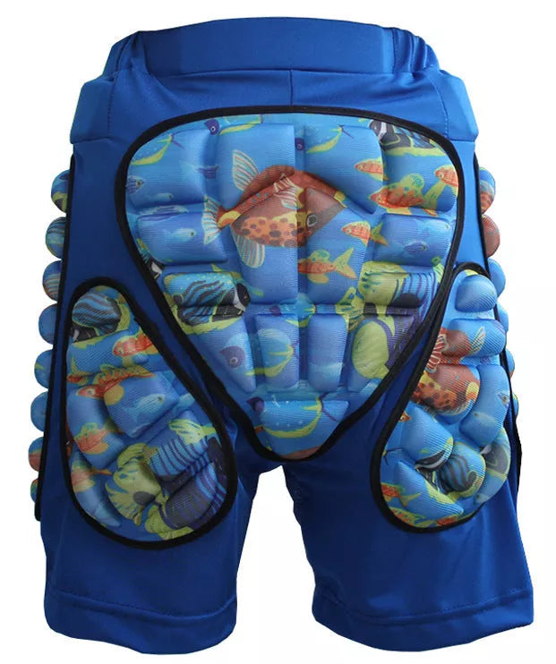 Adult and children sports hockey pants with hip protector in Pink Flower, Blue Ocean, and Black