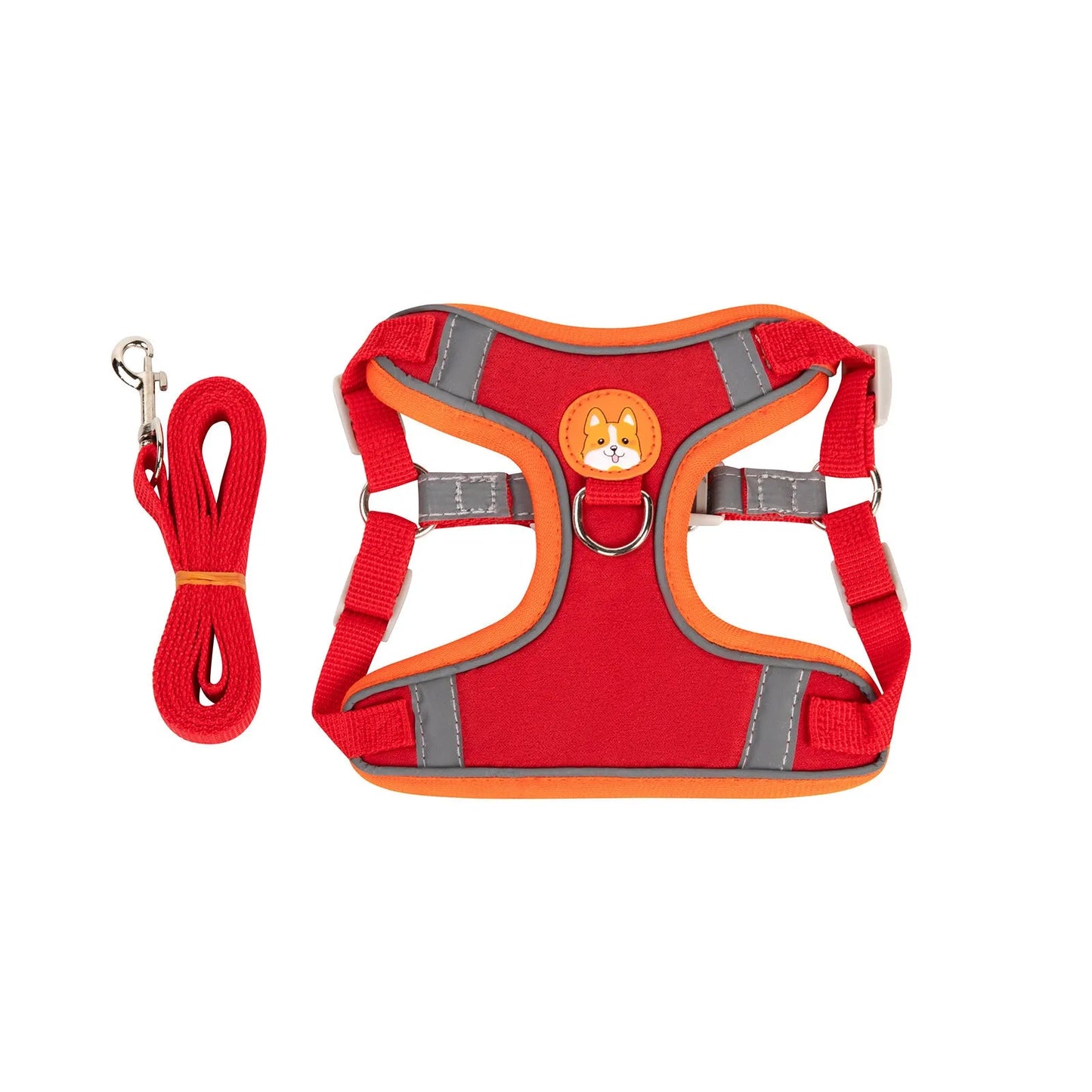 Adjustable dog harness with haulage rope attachment in multiple colour options