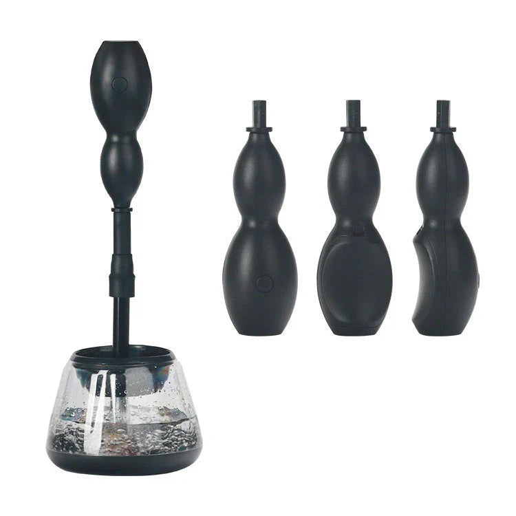 Electric makeup brush cleaner that quickly and thoroughly cleans and dries brushes, keeping them in pristine condition