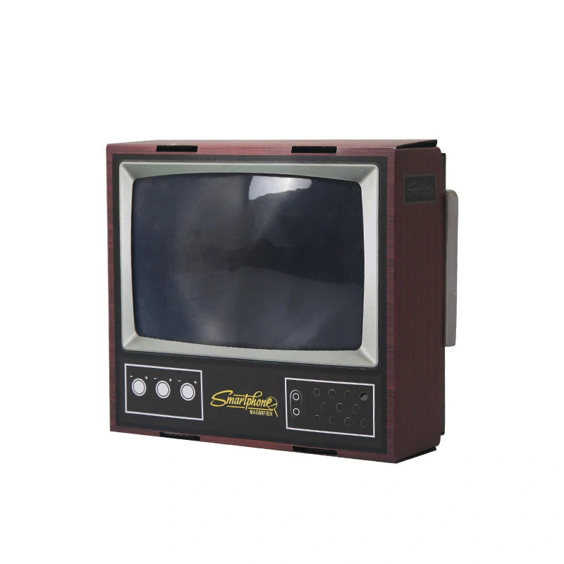 Vintage TV-styled phone magnifier for 8'' screen projection, black color