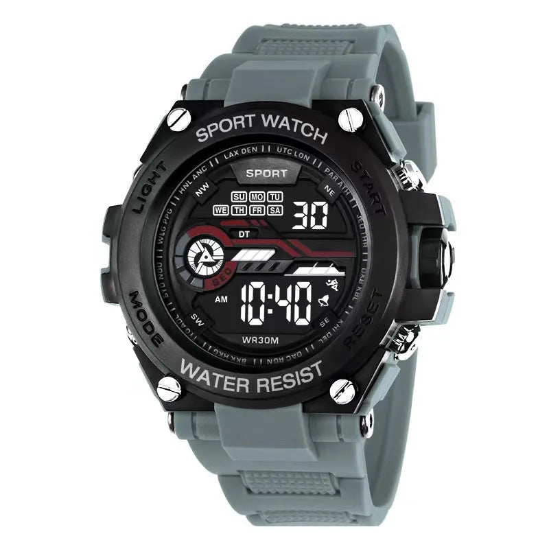Electronic digital watch for teenagers in one of ten colour options, showing digital display.