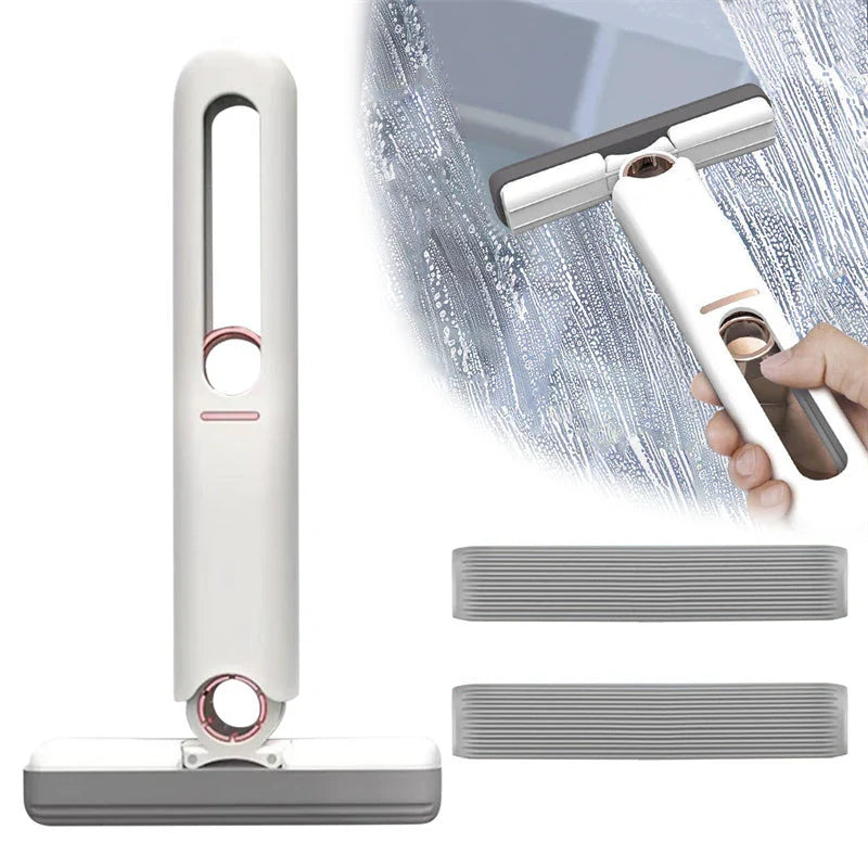 Versatile floor cleaning mop with single-handed squeeze handle, push-pull dehydration mechanism, and biodegradable cotton head