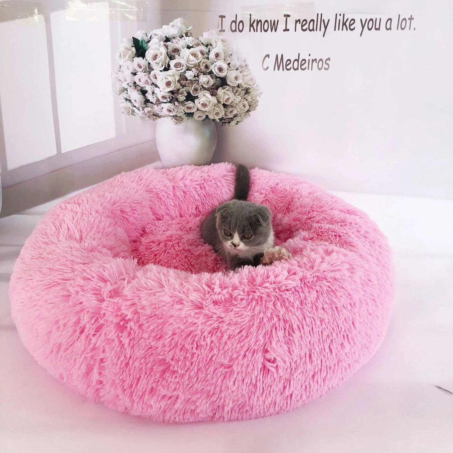 Cozy plush pet nest in various colors and sizes for ultimate pet comfort