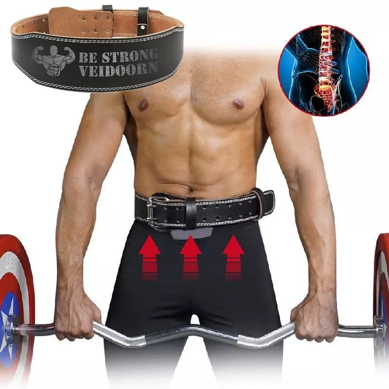 Adjustable cowhide fitness belt for weightlifting and core support