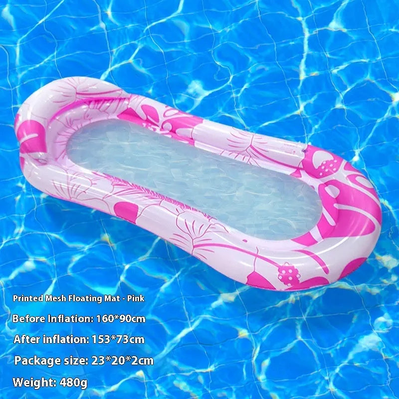 Vibrant gradient blue and purple sequined inflatable pool float lounger on water