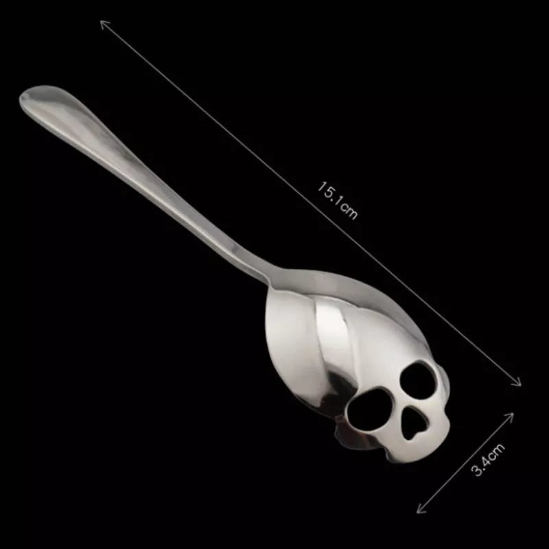 Stainless steel skull coffee spoon for adults, unique design, durable