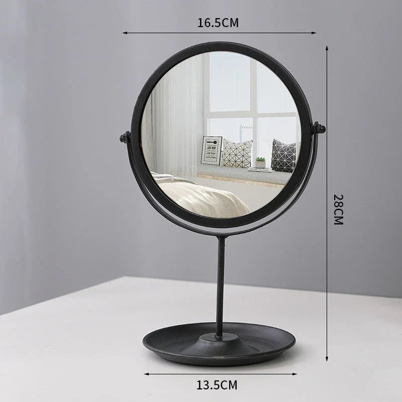 Creative Metal Vanity Mirror with Multifunctional Jewelry Storage for Bedroom, Dorm, or Vanity