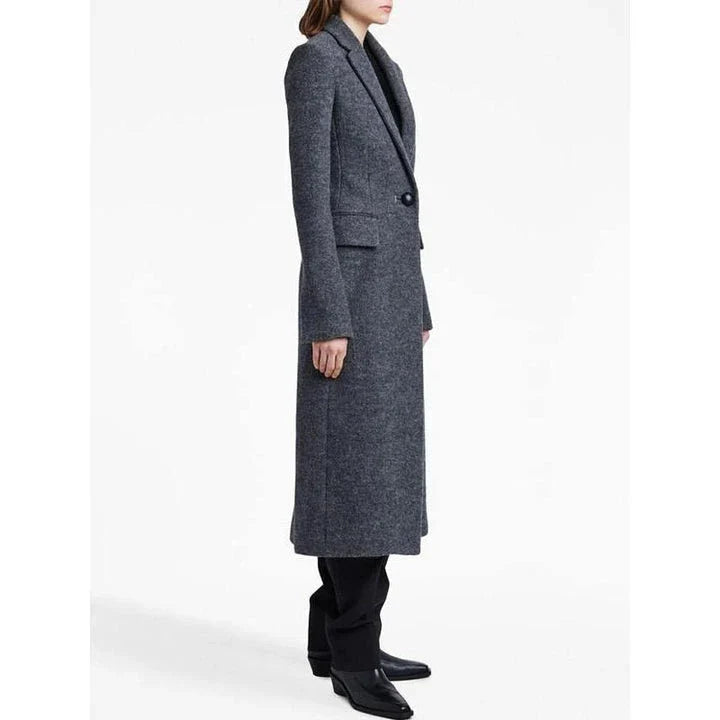Elegant Woolen Long Coat for Women - A sophisticated and warm outerwear piece with a classic design and modern touches.