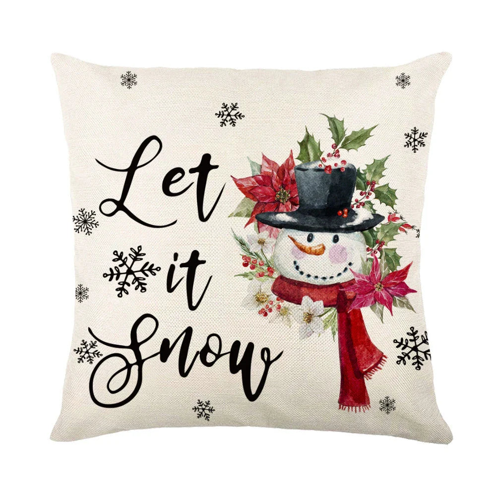 Festive throw pillow covers with various snowflake designs for Christmas home decor