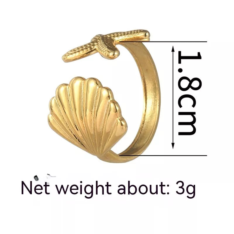 Titanium steel shell ring with fan-shaped design in OLBR692 color