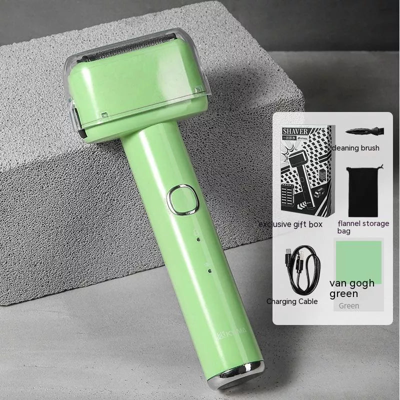 Men's electric reciprocating shaver in fresh blue, Van Gogh green, or light feather white