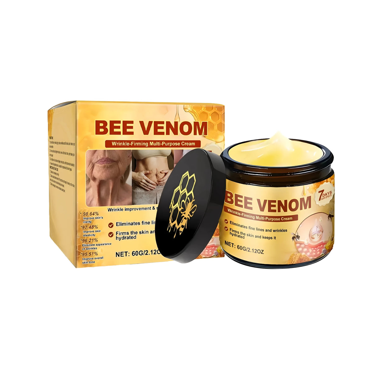 60g jar of Anti Wrinkle Multi Effect Repair Cream with bee venom and peptide.