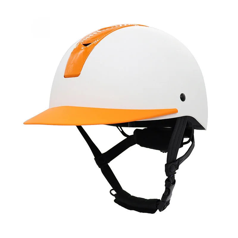 Equestrian helmet for horse riding in Bright Black colour, shown with ABS shell.
