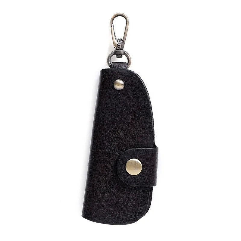 Handmade genuine leather car key storage bag in black, brown, coffee or purplish red