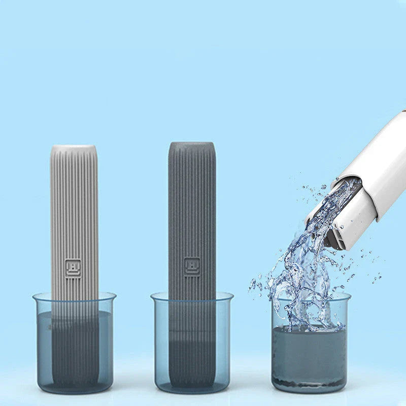 Versatile floor cleaning mop with single-handed squeeze handle, push-pull dehydration mechanism, and biodegradable cotton head
