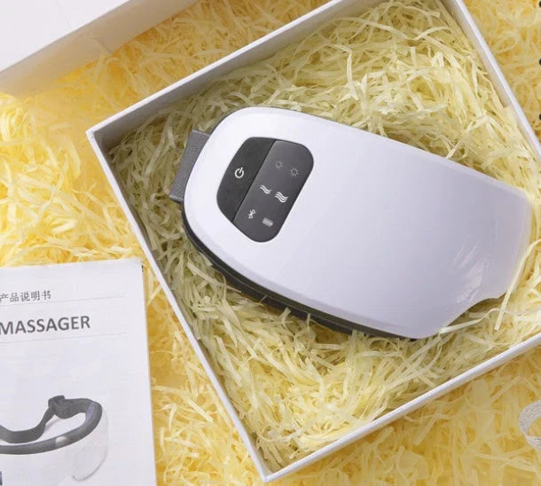 Bluetooth Eye Massager with Hot Compress, Air Pressure Massage, and Soothing Music for Relaxation and Eye Care