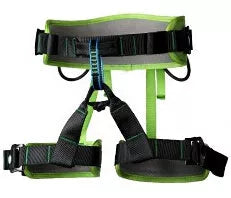 Adjustable outdoor climbing belt in black, red, green, blue, and orange for safety and comfort