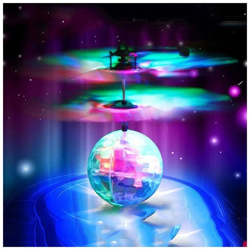 A futuristic LED-powered hovering orb with a dazzling aerial display, captivating both kids and adults.
