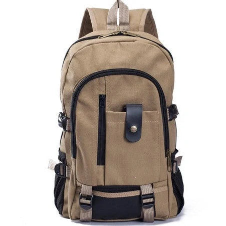 Stylish and durable canvas backpack for men and students, perfect for school, work, or travel.