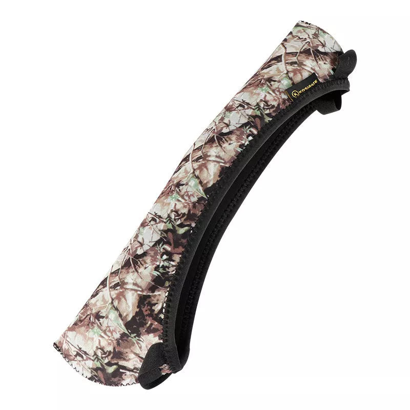 Reversible neoprene scope cover for tactical and outdoor use in black and camouflage print