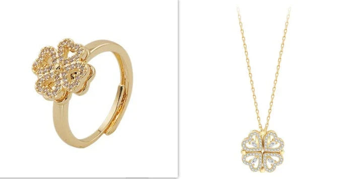 Elegant four-leaf clover necklace with magnetic and detachable design for versatile styling