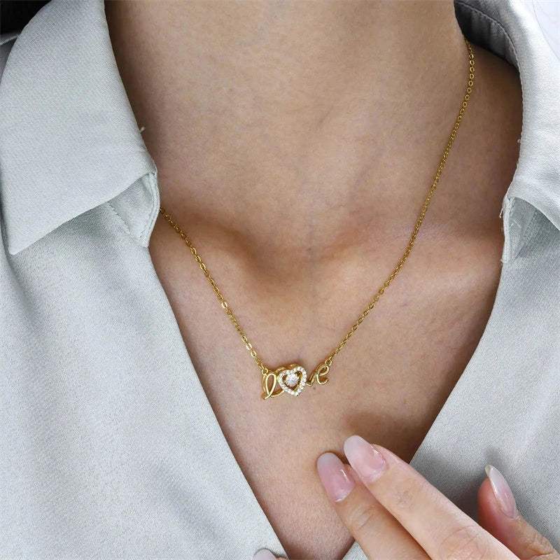 Elegant titanium steel necklace with a unique and fashionable design, perfect for Valentine's Day gift