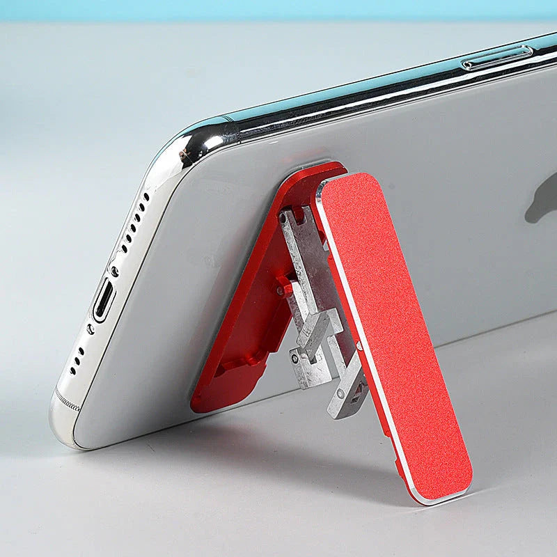 Versatile aluminum alloy folding phone stand with adjustable viewing angle for hands-free mobile productivity