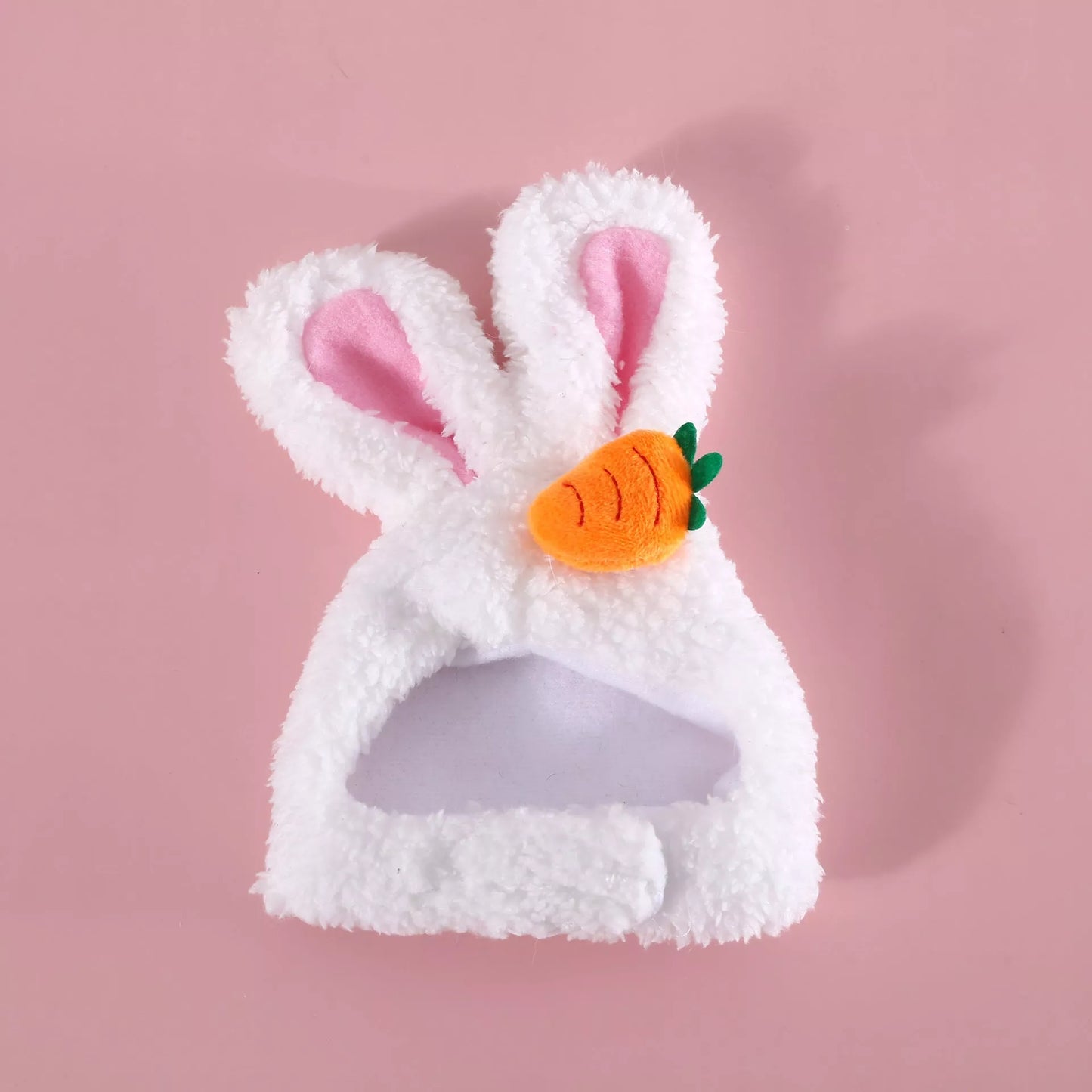 Plush cartoon pet ears hat for cats and dogs, available in flower and carrot rabbit designs