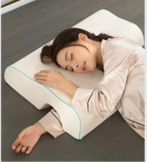 Cozy couple's memory foam pillow with pressure relief groove and cervical support