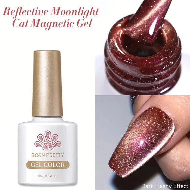 Reflective Moonlight Cat Magnetic Gel Nail Polish with mesmerizing cat-eye effect and long-lasting wear