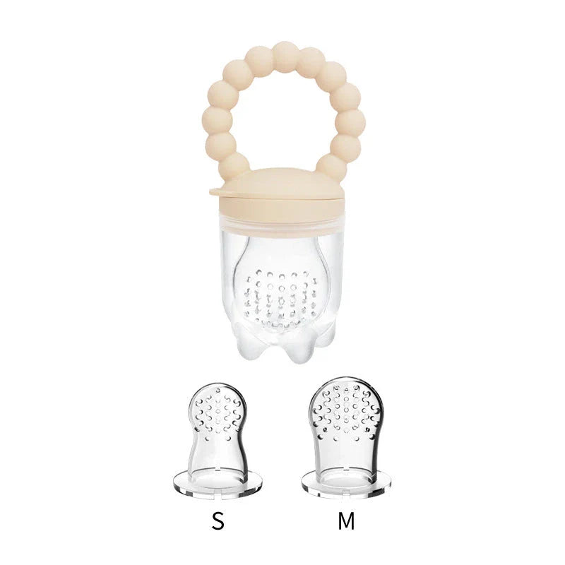 Silicone baby pacifier fruit feeder with mesh bag design for safe and healthy snacking