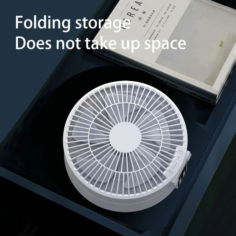 Rechargeable USB Desk & Wall Mounted Fan with Folding Design and Nightlight